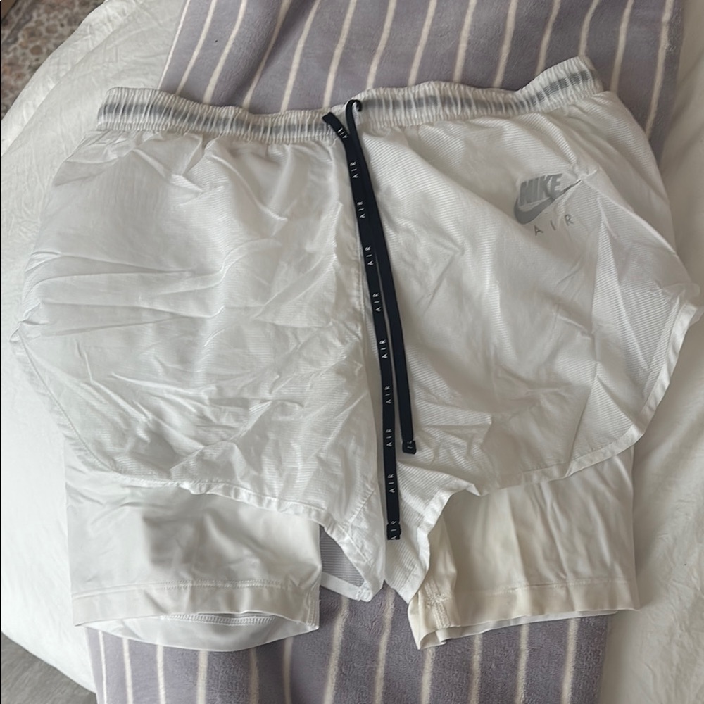 Nike White Athletic Shorts with Drawstring Waist